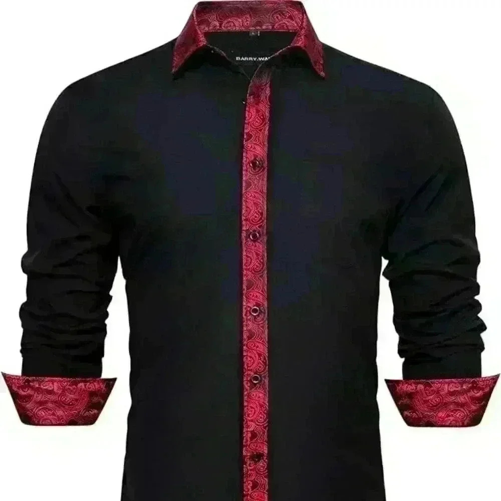 Men's Casual Shirts Classic Button Down Dress Shirt Formal Inner Contrast​
